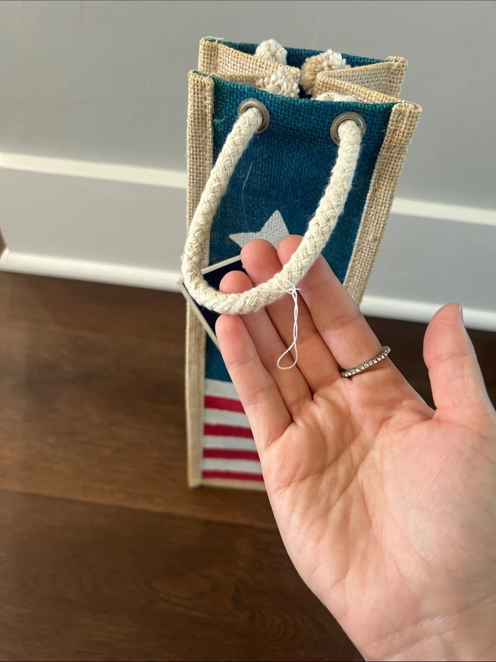 Patriotic Wine Bottle Gift Bag - Blue, Red, White